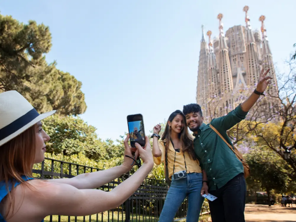 Group of visitors at the Sagrada Familia